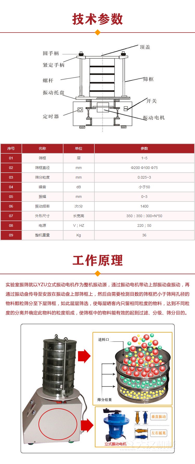 實驗室振篩機參數