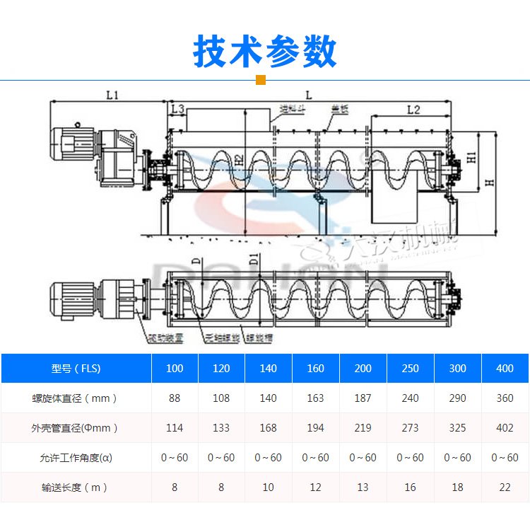 塑料螺旋輸送機參數